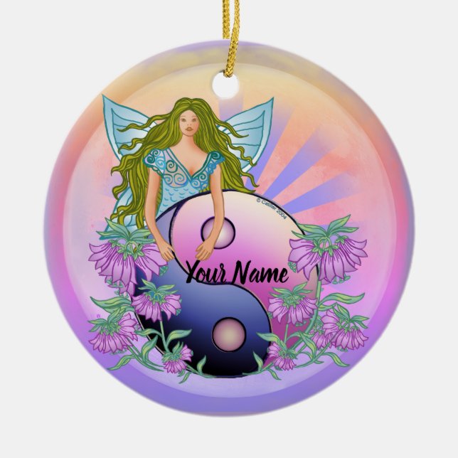 Yin Yang  fairy  Ceramic Ornament (Front)