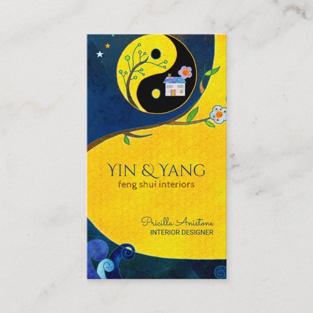 Yin & Yang Feng Shui Interior Business Cards (Front)