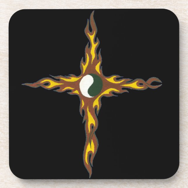 Yin Yang Fire Cross Coaster (Front)