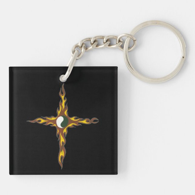 Yin Yang Fire Cross Key Ring (Back)