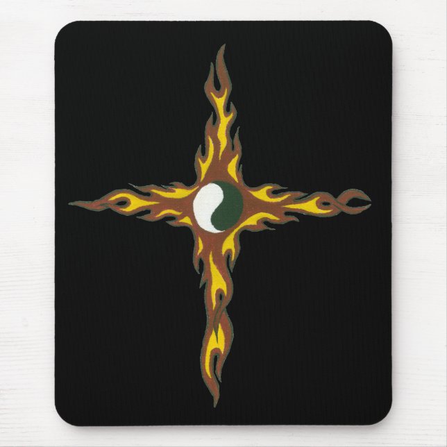 Yin Yang Fire Cross Mouse Pad (Front)