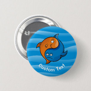 Yin Yang Fish Cartoon 6 Cm Round Badge