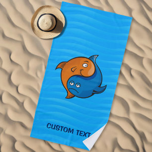 Yin Yang Fish Cartoon Beach Towel