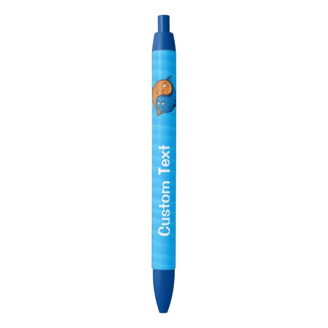 Yin Yang Fish Cartoon Blue Ink Pen (Front Vertical)
