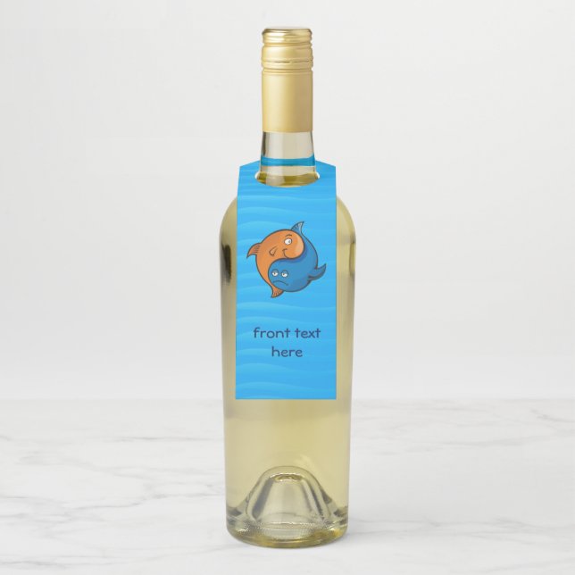 Yin Yang Fish Cartoon Bottle Tag (On Bottle)