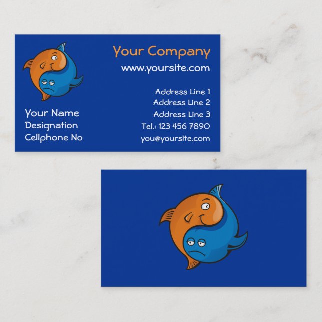 Yin Yang Fish Cartoon Business Card (Front/Back)