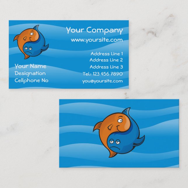 Yin Yang Fish Cartoon Business Card (Front/Back)