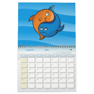 Yin Yang Fish Cartoon Calendar