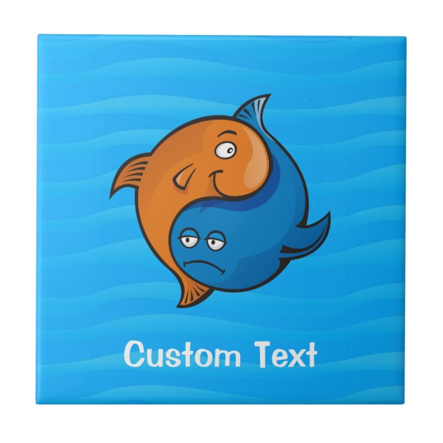 Yin Yang Fish Cartoon Ceramic Tile (Front)