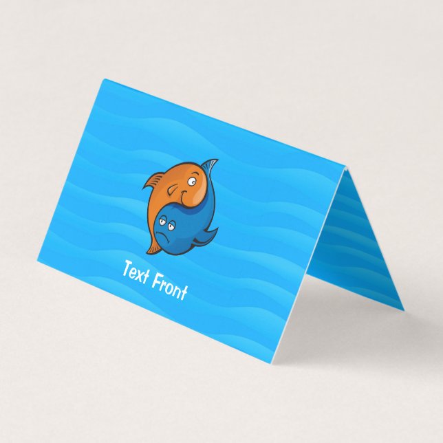 Yin Yang Fish Cartoon Horizontal Business Card (Front)