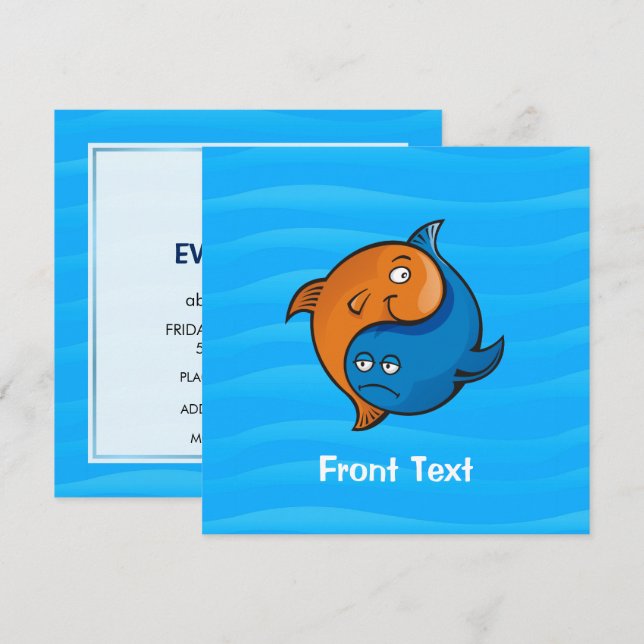 Yin Yang Fish Cartoon Invitation (Front/Back)