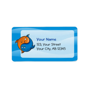 Yin Yang Fish Cartoon Label