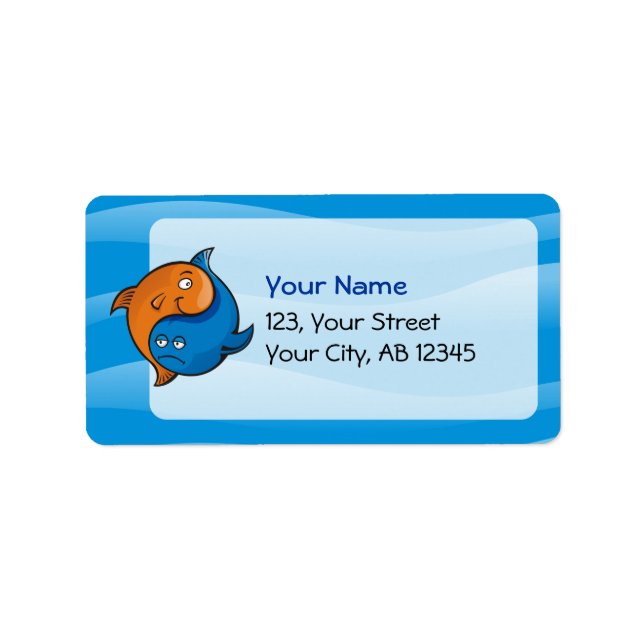 Yin Yang Fish Cartoon Label (Front)