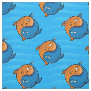 Yin Yang Fish Cartoon Pattern Fabric