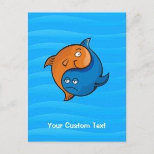 Yin Yang Fish Cartoon Postcard