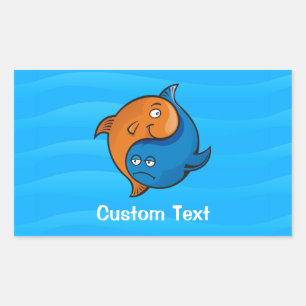 Yin Yang Fish Cartoon Rectangular Sticker
