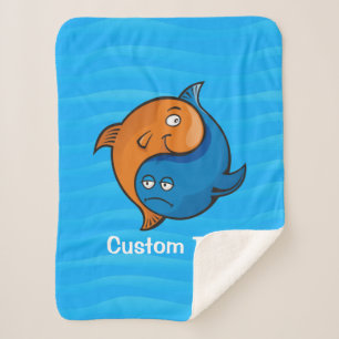 Yin Yang Fish Cartoon Sherpa Blanket