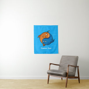 Yin Yang Fish Cartoon Tapestry