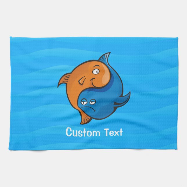 Yin Yang Fish Cartoon Tea Towel (Horizontal)