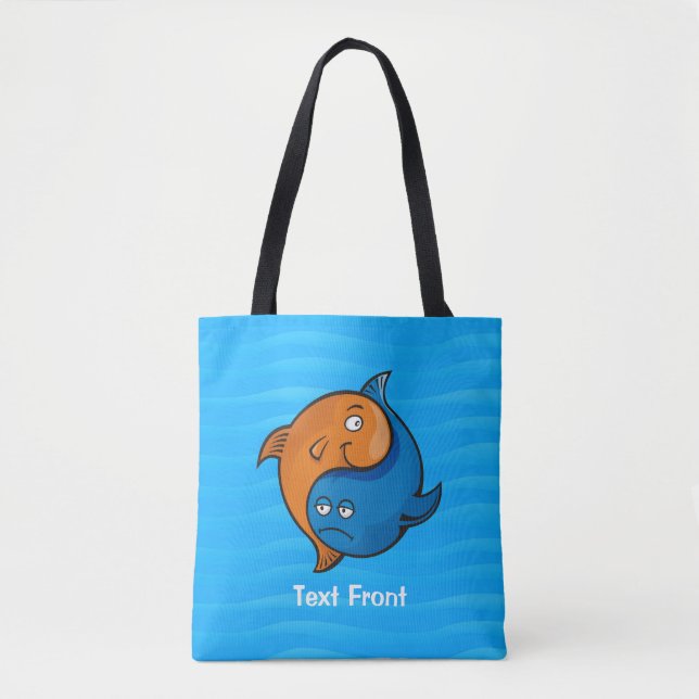 Yin Yang Fish Cartoon Tote Bag (Front)
