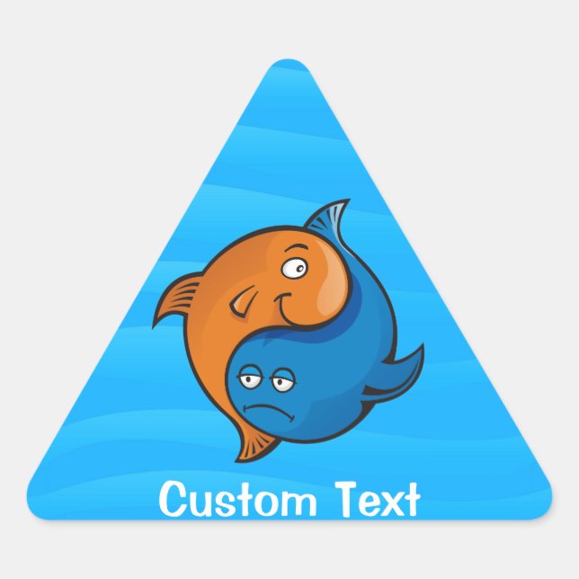 Yin Yang Fish Cartoon Triangle Sticker (Front)