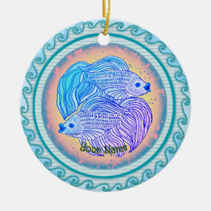 Yin Yang Fish  Ceramic Ornament