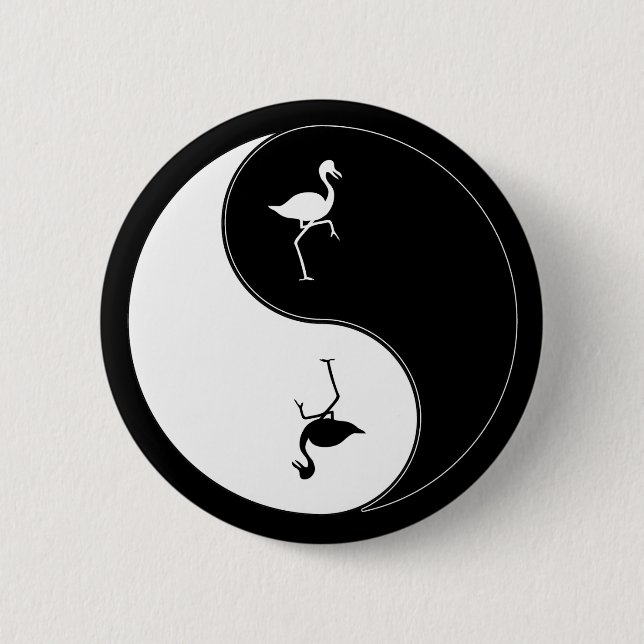 Yin Yang Flamingo 6 Cm Round Badge (Front)