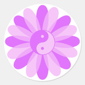 Yin Yang Floral Classic Round Sticker