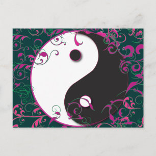 Yin & Yang Floral Design Postcard