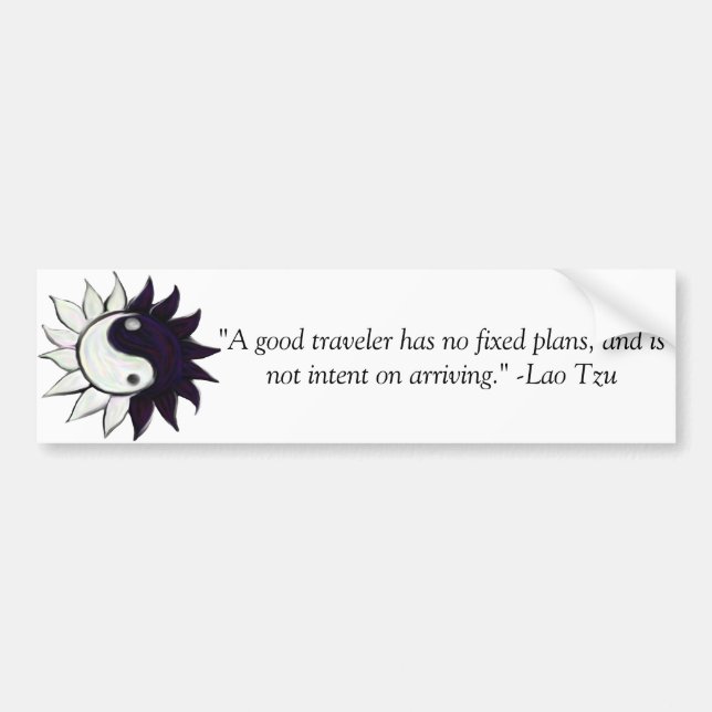 Yin-Yang flower and Lao Tzu quote Bumber Sticker (Front)