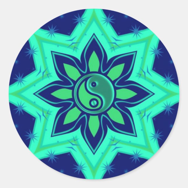 Yin Yang Flower Star Sticker (Front)