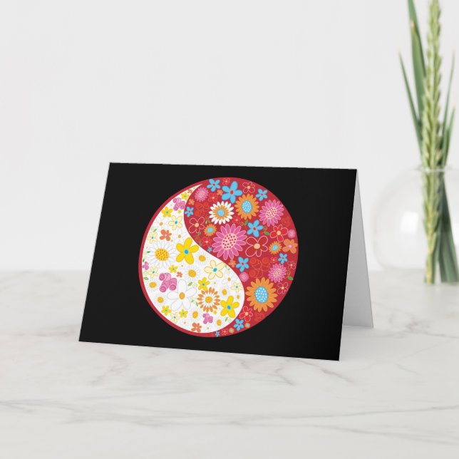 Yin Yang Flowers Greeting Card (Front)