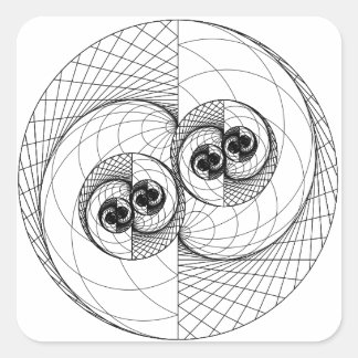 Yin Yang Fractal (Lines Only) Square Stickers