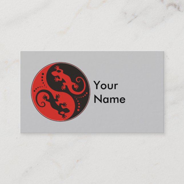 YIN & YANG Geckos black red + your background idea Business Card (Front)