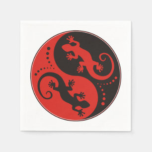 YIN & YANG Geckos black red + your background idea Napkin
