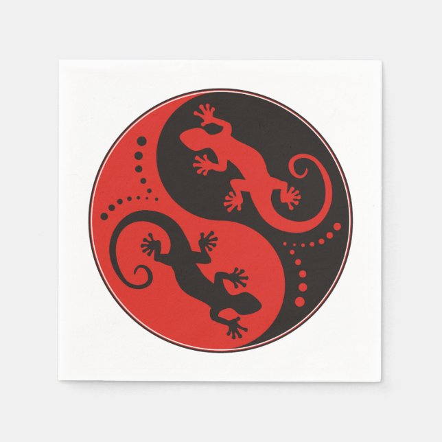 YIN & YANG Geckos black red + your background idea Napkin (Front)