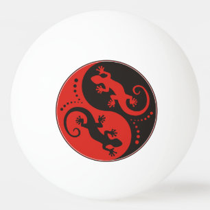 YIN & YANG Geckos black red + your background idea Ping Pong Ball