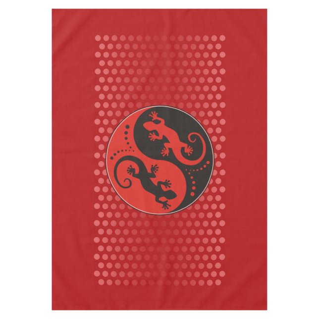 YIN & YANG Geckos black red + your background idea Tablecloth (Front)
