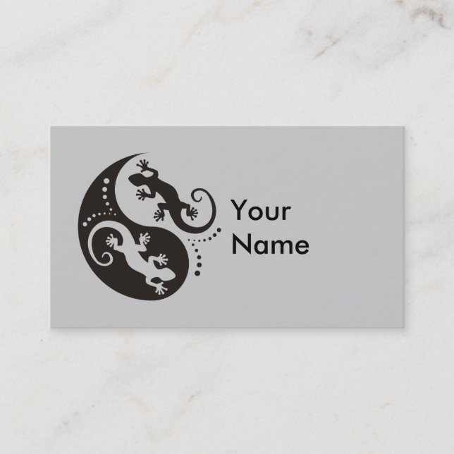YIN & YANG Geckos black + your background & idea Business Card (Front)