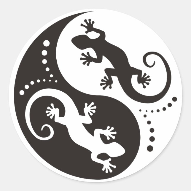 YIN & YANG Geckos black + your background & idea Classic Round Sticker (Front)