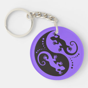 YIN & YANG Geckos black + your background & idea Key Ring