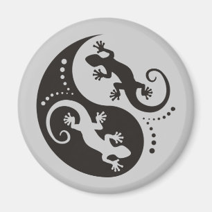 YIN & YANG Geckos black + your background & idea Magnet