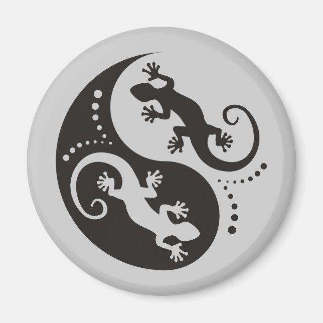 YIN & YANG Geckos black + your background & idea Magnet (Front)