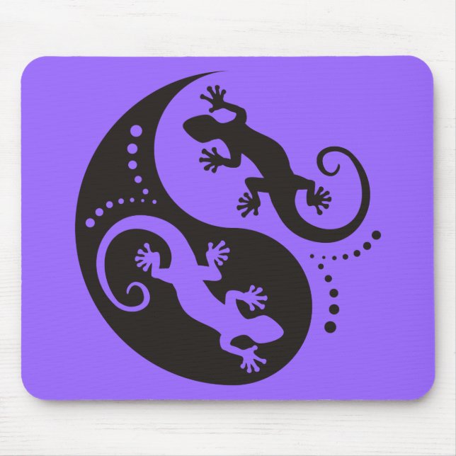 YIN & YANG Geckos black + your background & idea Mouse Pad (Front)