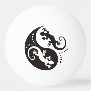 YIN & YANG Geckos black + your background & idea Ping Pong Ball
