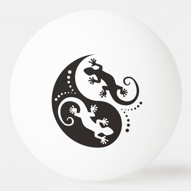 YIN & YANG Geckos black + your background & idea Ping Pong Ball (Back)
