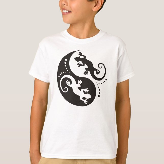 YIN & YANG Geckos black + your idea T-Shirt (Front)