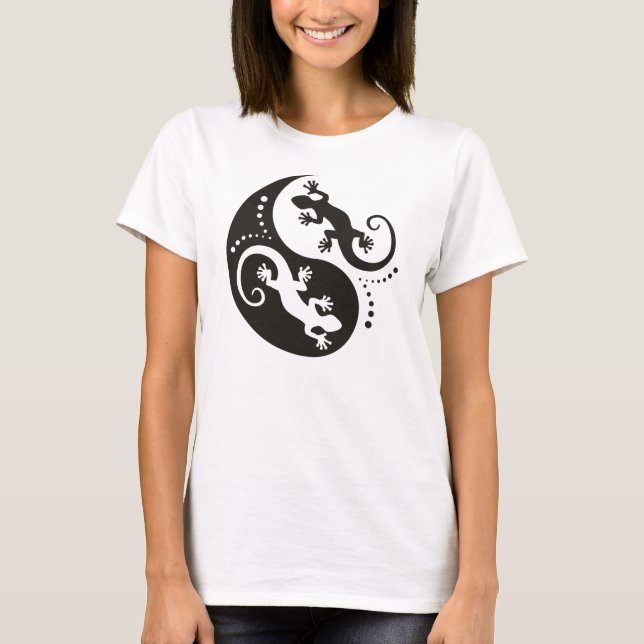 YIN & YANG Geckos black + your idea T-Shirt (Front)