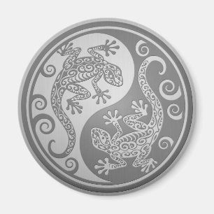 Yin Yang Geckos, Stainless Steel Effect Magnet