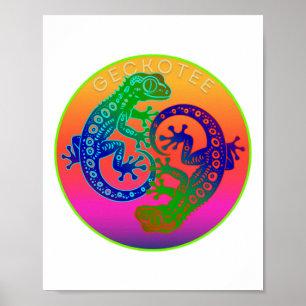 Yin Yang Geckos Sticker Poster